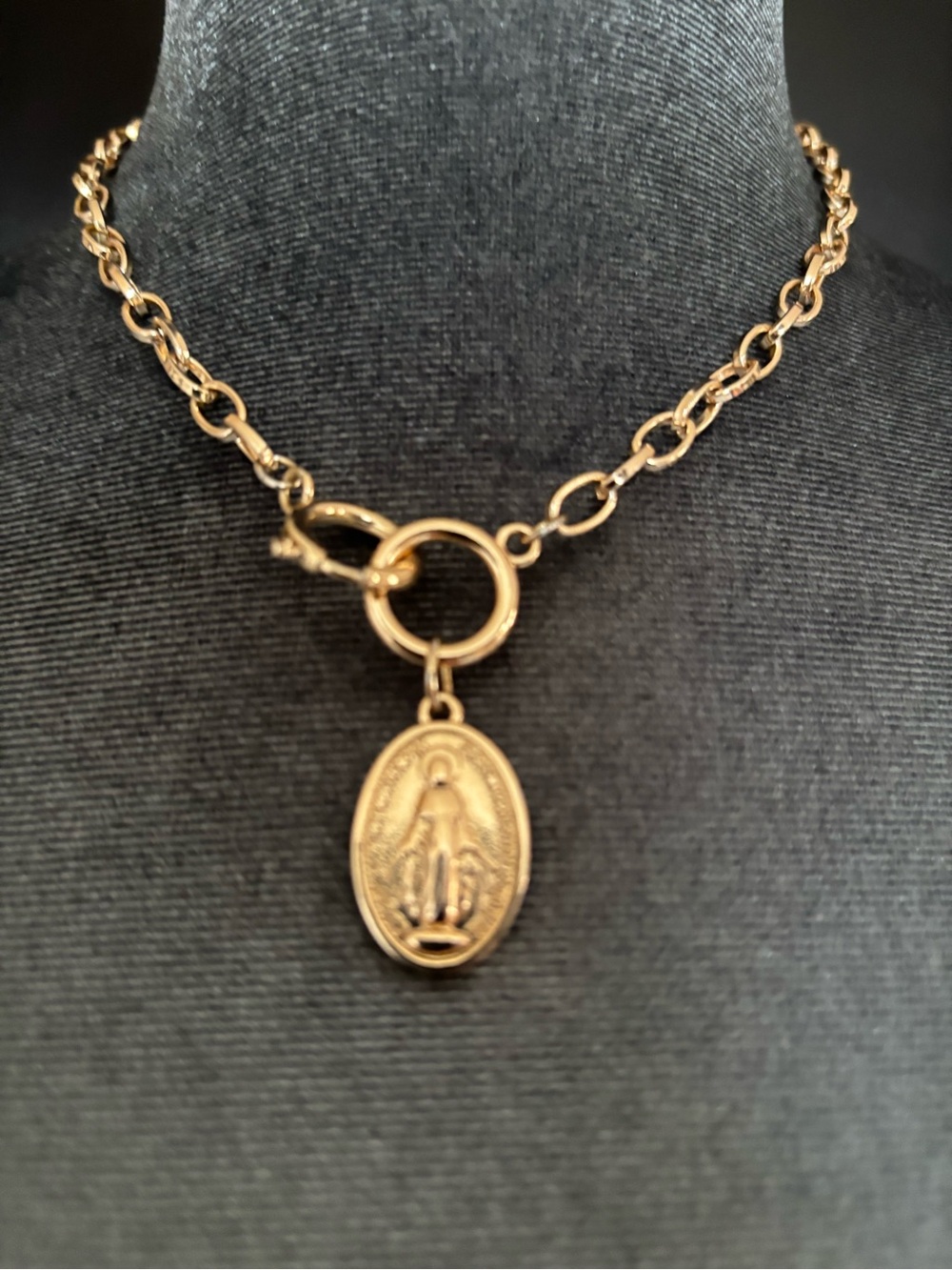 Gold-Tone Oval Medallion Toggle Necklace - Women